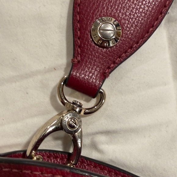 HENRI BENDEL W57TH Large Hobo Striped Guitar Strap Crossbody in Burgundy - Picture 7 of 11
